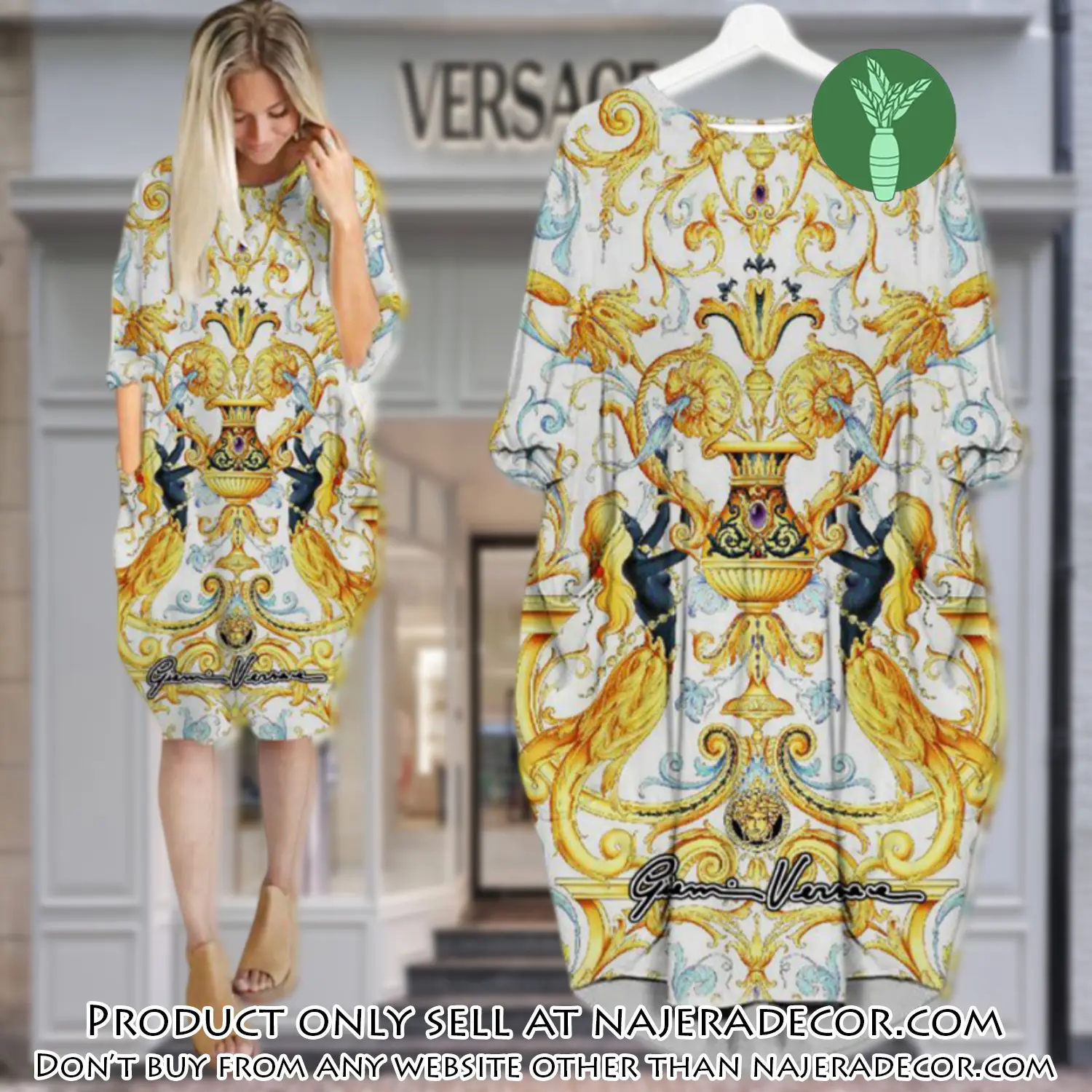 Gianni versace white batwing pocket dress luxury brand for women pd071 njr3026866